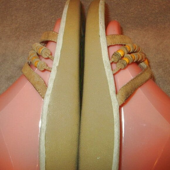 Earth BEADED Logan LEATHER Gelron Size 7.5 SANDALS Flip THONG Comfort CUSHION - Picture 10 of 12